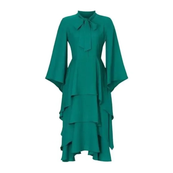 Osman Yousefzada X RTR Bow Front Ruffle Dress Size 10 - Picture 4 of 12